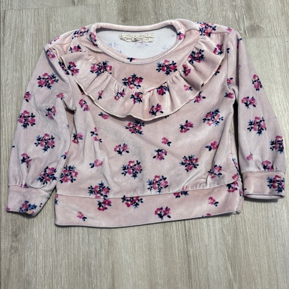 Btween Floral Ruffle Pink Sweatshirt - Picture 1 of 1